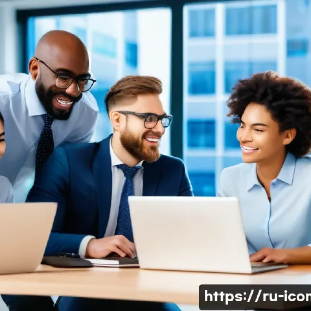 국제커뮤니케이션 전문 분야 세부 직무 - A diverse international project team collaborating in a modern office environment, featuring men and...