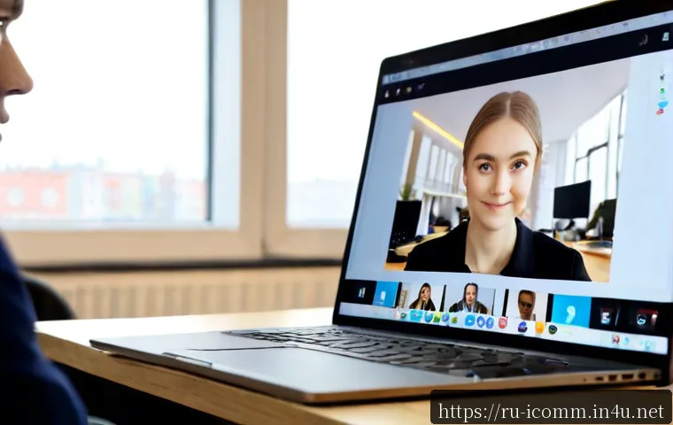 국제커뮤니케이션 실무 경험 쌓는 법 - Photorealistic young Russian professional participating in an international video conference from a ...